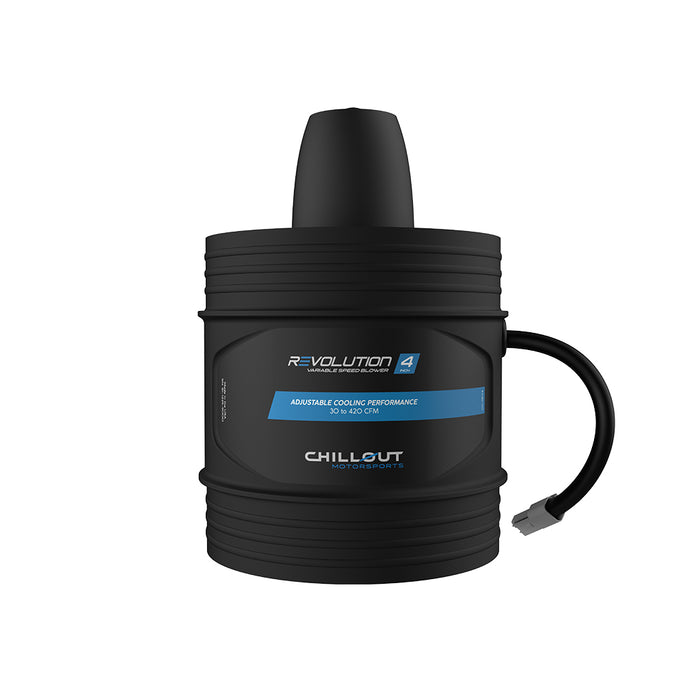 Black cooling device with 'Revolution 4' and 'Chillout' branding on a white background